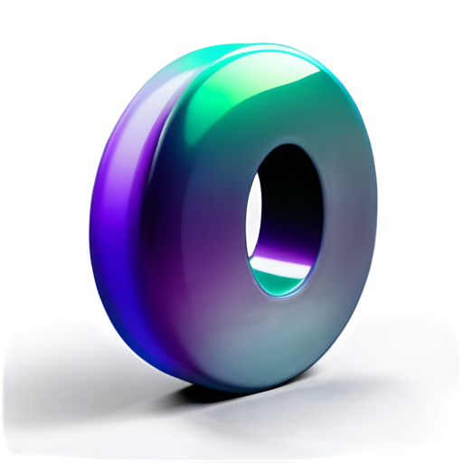 3D letter M in green-purple gradient with a ring around like it's a Saturn - icon | sticker