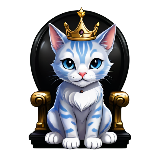 Avatar Cat with a crown on his head sits on a throne in a castle - icon | sticker