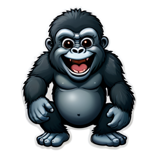 Sticker, Beautiful, kind gorilla, smiling - icon | sticker