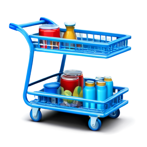 cart with products in blue and light blue colors - icon | sticker