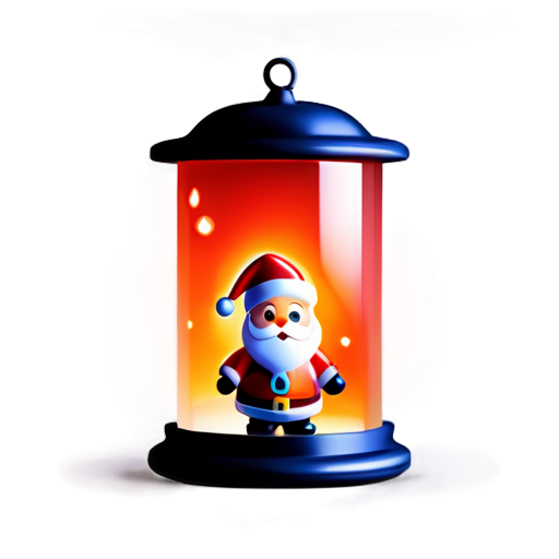 christmas musical lanterns with santa - icon | sticker