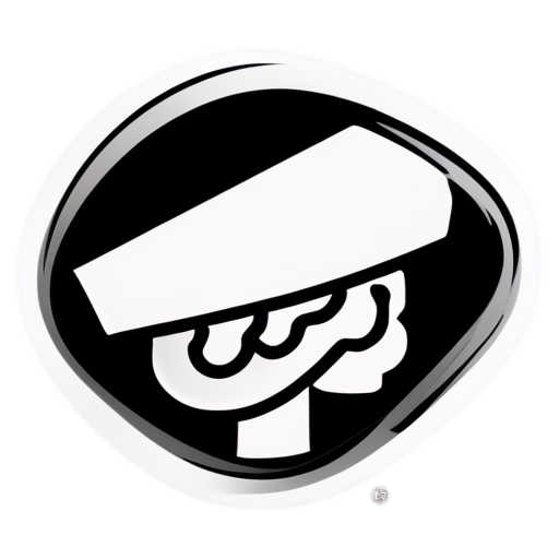 Design a minimalist black and white icon that features a stylized brain wearing a graduation cap. The brain should be depicted with clean, smooth lines to emphasize its shape, while the graduation cap should sit atop it at an angle to represent education and achievement. The overall design should convey a sense of intelligence and aspiration, utilizing negative space effectively to create a striking and professional look. The black and white color scheme should enhance the contrast and sophistication of the icon. - icon | sticker