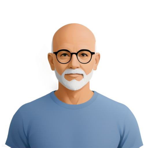 Indian guru bald head with grey goatee & glasses - icon | sticker