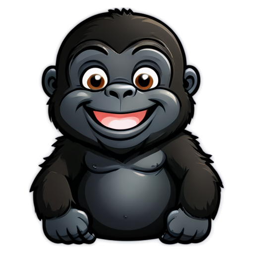 Sticker, Beautiful, kind gorilla, smiling - icon | sticker