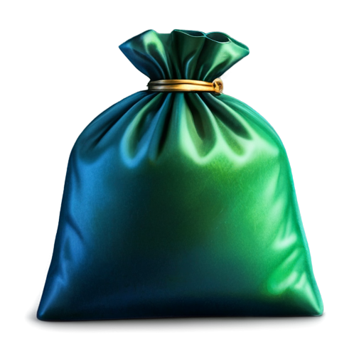 bag of coins icon, realistic, emerald and blue-green colors only, cgreen color coins - icon | sticker