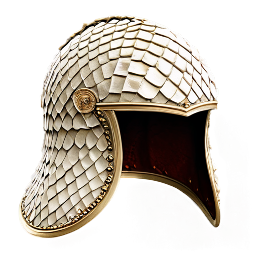 Medieval fantasy helmet made of beige lizard scales, matte - icon | sticker