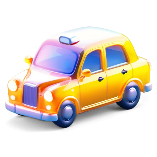 taxi car yellow 3d-view retro - icon | sticker