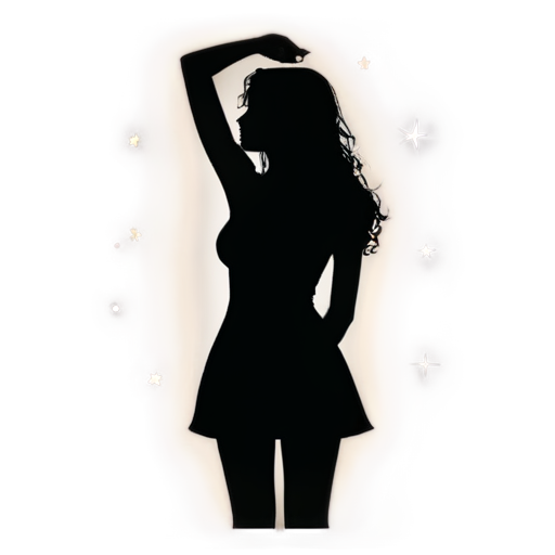 Astrological style, image of a drawn silhouette of a girl, stars, astrology - icon | sticker