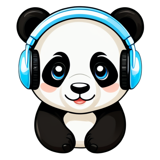 A panda head with headphones - icon | sticker