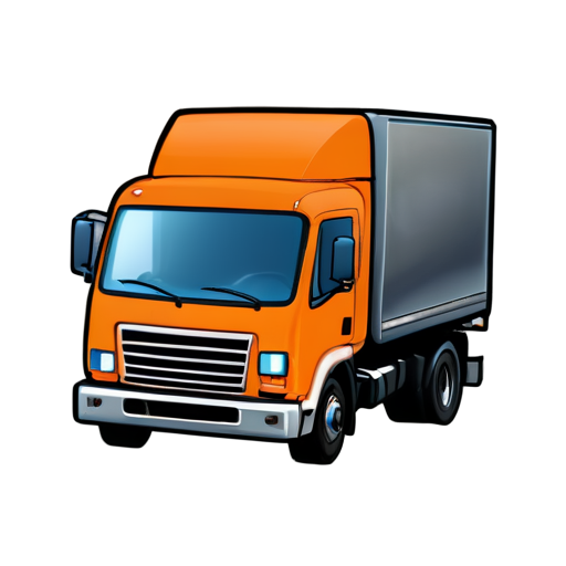 truck, moving right, blue and orange - icon | sticker