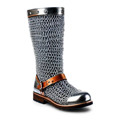 Medieval fantasy chainmail boots, made of steel rings - icon | sticker