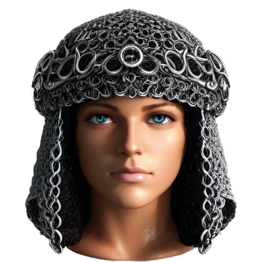 Medieval fantasy chainmail hat, made of steel rings - icon | sticker