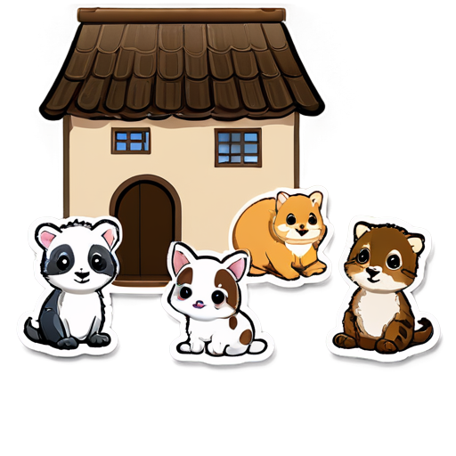 The way animals are gathered inside the house - icon | sticker