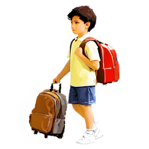 Pixel style,close up, Child, carrying schoolbags - icon | sticker