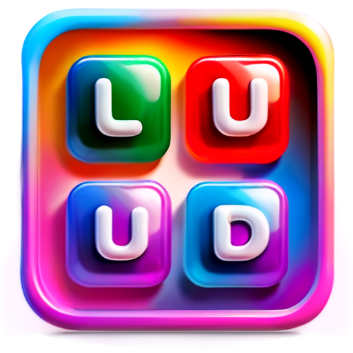 Create a 3D game logo named "Fun ludo", it should have ludo board within - icon | sticker