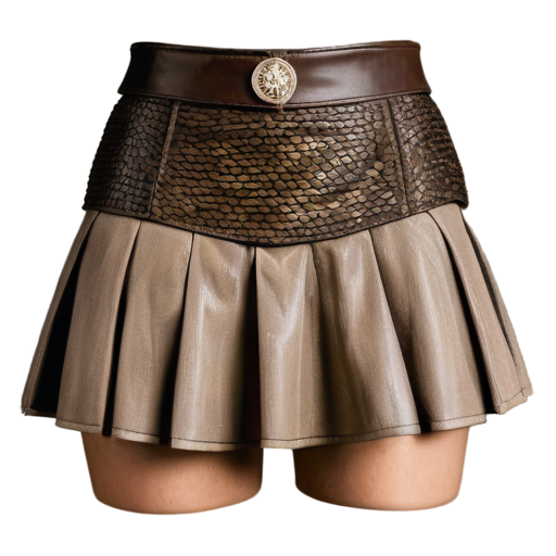 Medieval fantasy very short micro skirt made of beige lizard scales, matte - icon | sticker