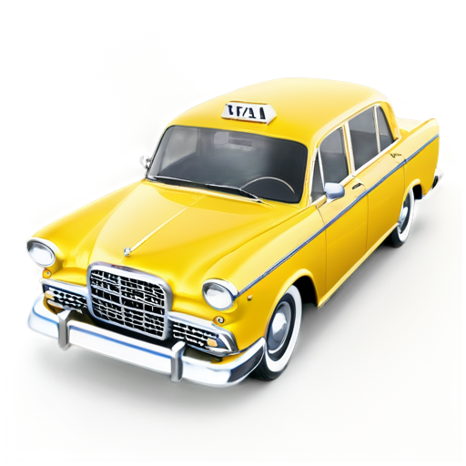 one taxi car yellow 3d-view retro - icon | sticker