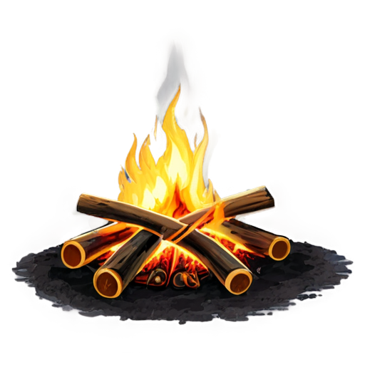 bonfire with friend at night more realistic and looks like they heaving fun - icon | sticker