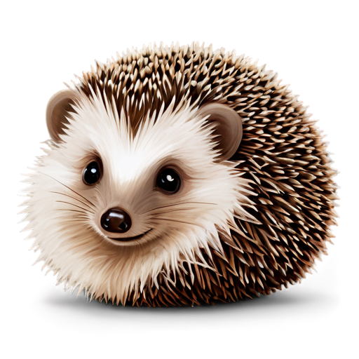 A small hedgehog curled into a ball with tiny spines and a little nose peeking out. Soft brown and beige colors, with round, adorable eyes. - icon | sticker