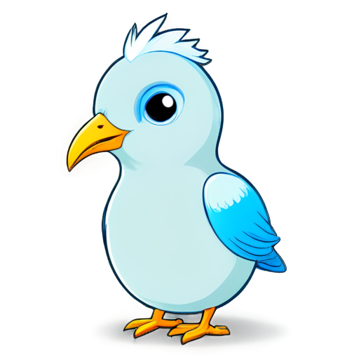 A simple line-drawn cartoon avatar of a cute bird's head with its beak open, in profile. - icon | sticker