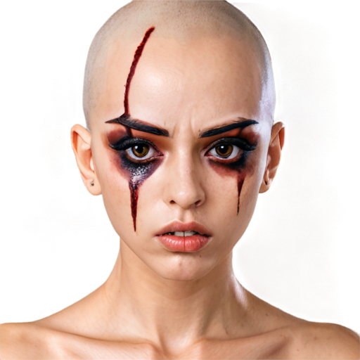 ahegao anime bald face girl with passion eyes and messed makeup - icon | sticker