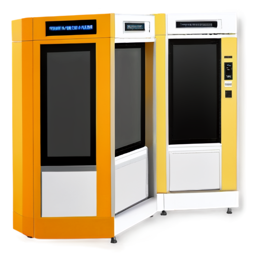 self-service terminal in yellow-orange colors - icon | sticker