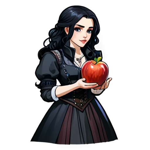 witcher yennefer read book and eat apple - icon | sticker