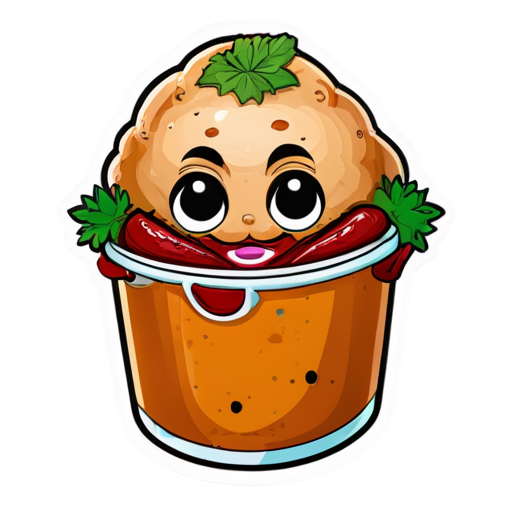 A huge chunk of chav meat with chav herb juice and yam-yam spices. - icon | sticker