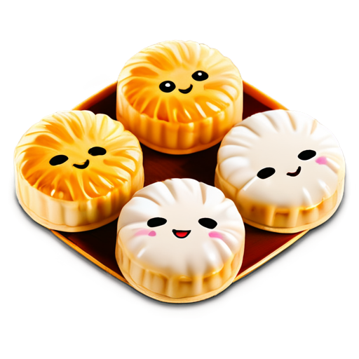 create a dim sum icon with emoticons and make it look like the dim sum is covered in fire and smoking - icon | sticker