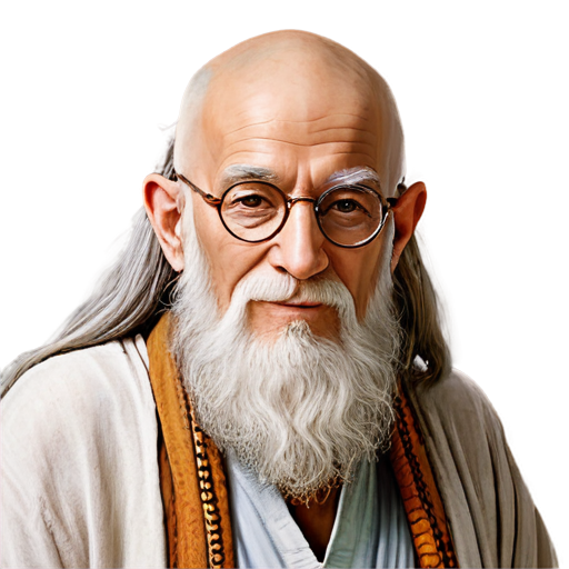 Ghrandalf with a bald head dressed as an indian guru wearing glasses - icon | sticker