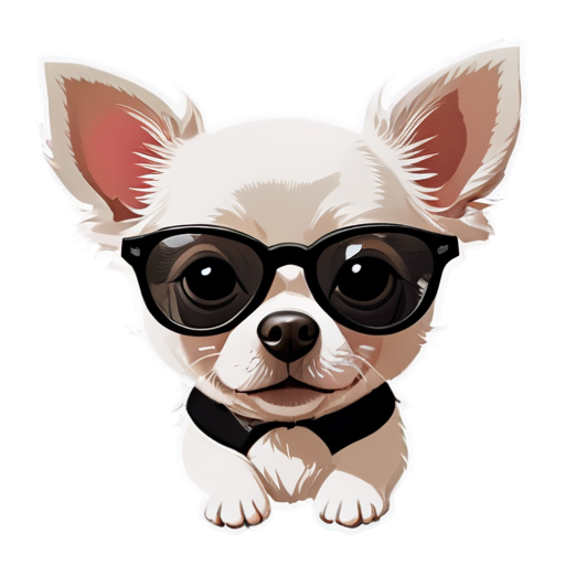 chihuahua black and white color with sunglasses - icon | sticker