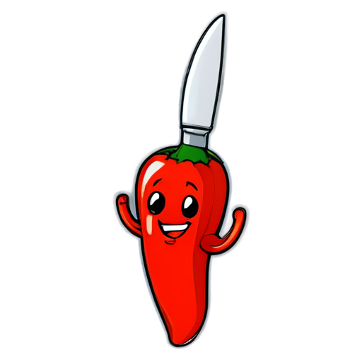 Chili and knife - icon | sticker