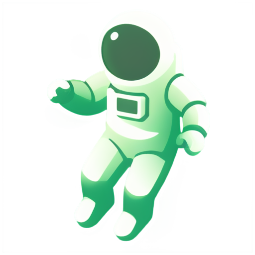 Lunar link, space themed crypto trading bot, astronaut, green accent - icon | sticker