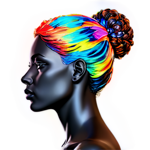 a profile headshot of a colorful digital figure in abstract style with a colorful background - icon | sticker