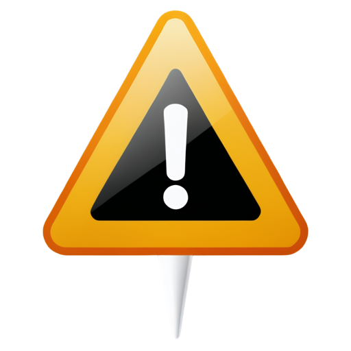 Stylized icon of an inverted "warning triangle" with an exclamation mark inside - icon | sticker