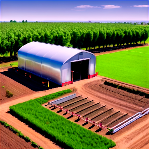 smart farm with 0.1ha land for 100 cherry trees and control booth and two 5 ton water tank and pipe lines with spring coolers - icon | sticker