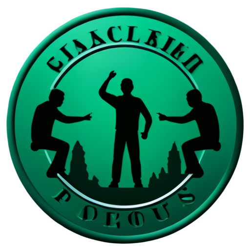 Emblem group of persons, students, round on background, stylized, local climbing group, emblem without text - icon | sticker