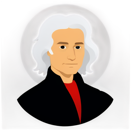 cartoonish isaac newton emoji, just his face outline in 2D, just the stroke - icon | sticker