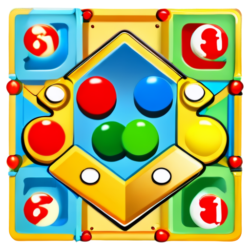 Create a 3D game logo named "Fun ludo", it should have ludo board within - icon | sticker