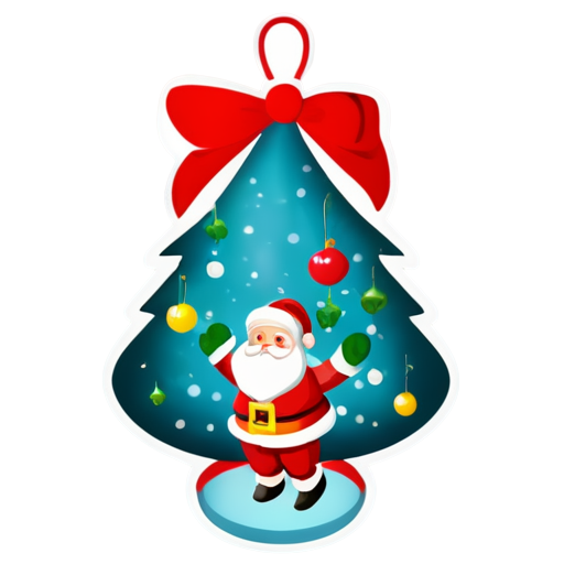 christmas musical lanterns with santa - icon | sticker