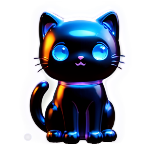 Black cute cat - icon | sticker