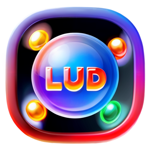 Create a 3D game logo named "Fun ludo", it should have ludo board within - icon | sticker