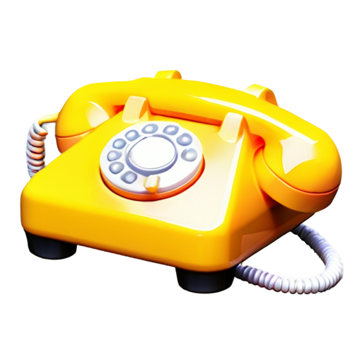 yellow telephone receiver in simple 3d style - icon | sticker