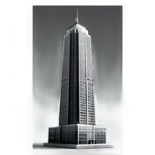 minimalistic 3d model of skyscraper. B&W no colors. - icon | sticker