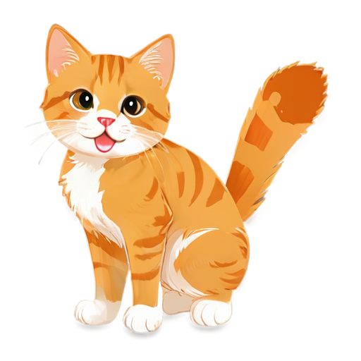 cute, happy, orange cat - icon | sticker