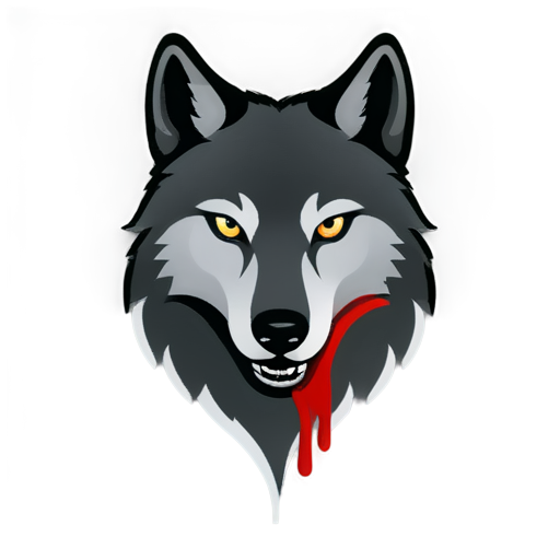 wolf with blood drop on its fang - icon | sticker