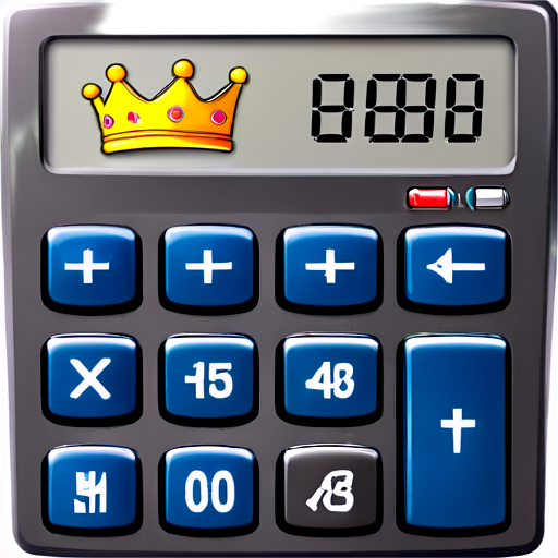 A calculator with a crown or a budget sheet with a checkmark - icon | sticker