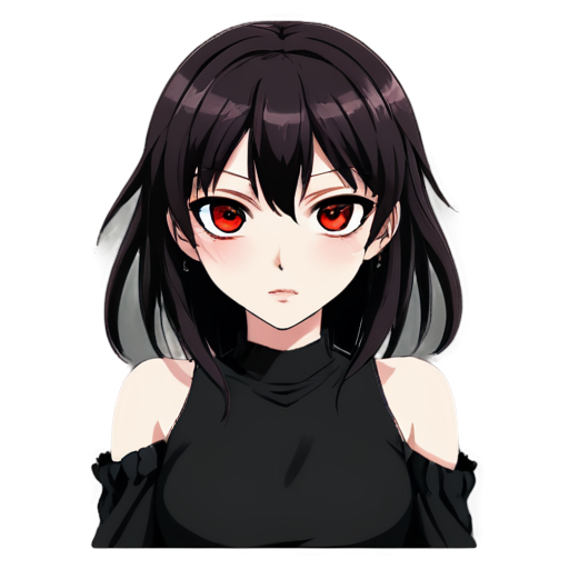 Anime pervert face girl with red eyes and dark makeup - icon | sticker