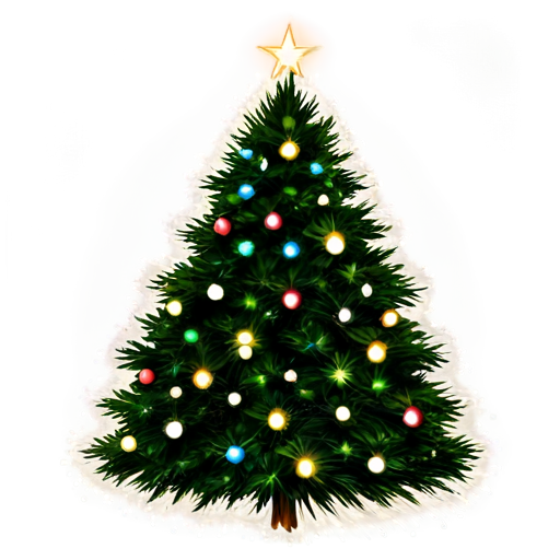 fireworks and christmas lights around christmas tree - icon | sticker