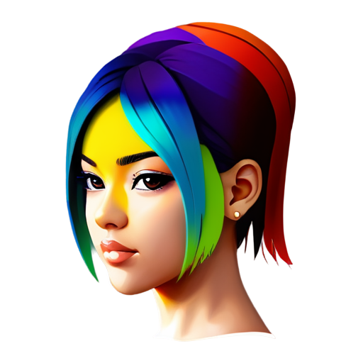 a half-profile headshot of a colorful abstract digital figure with a colorful background - icon | sticker